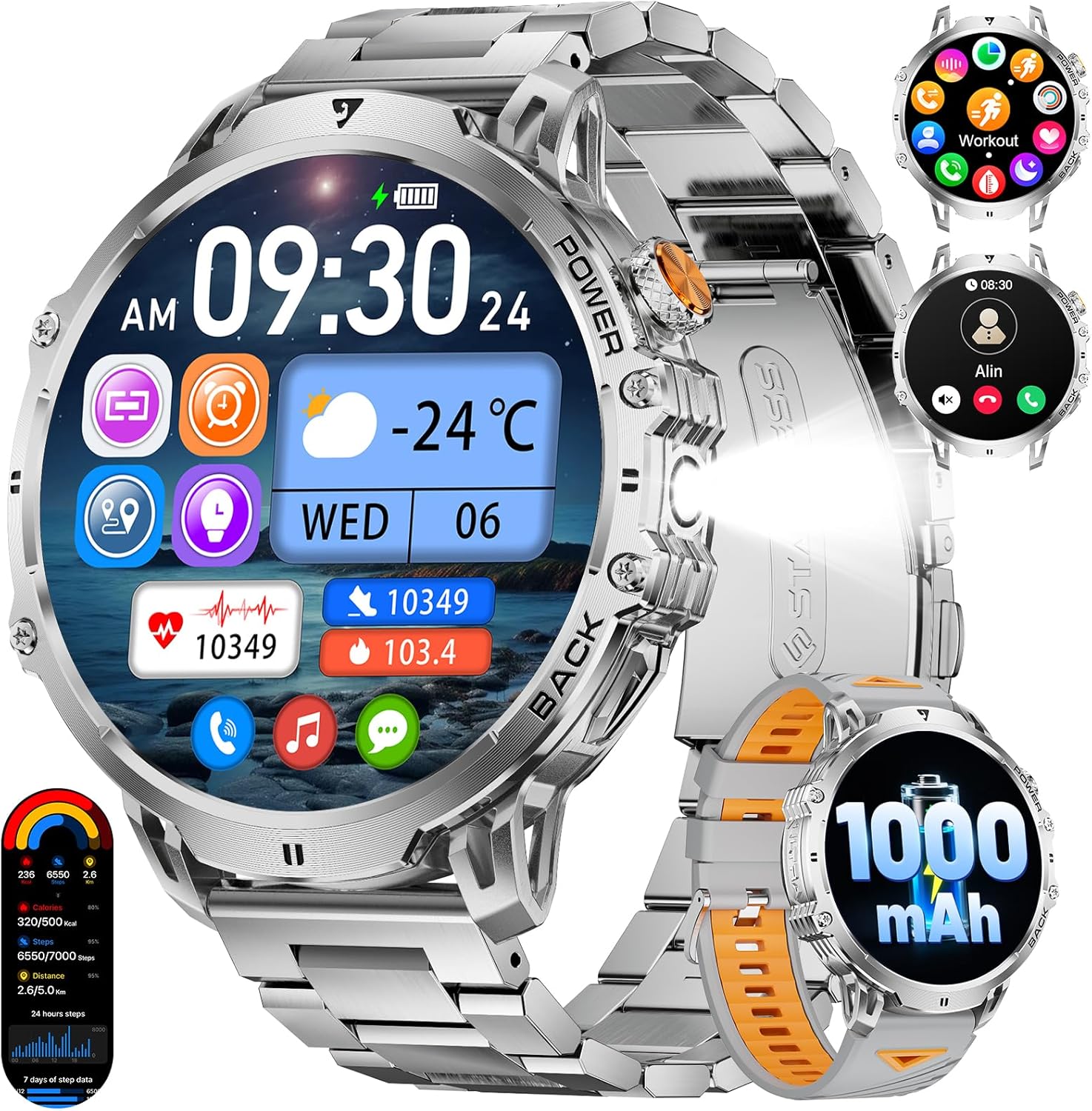 Rugged Bluetooth Smartwatch with HD Display & 100+ Sports Modes