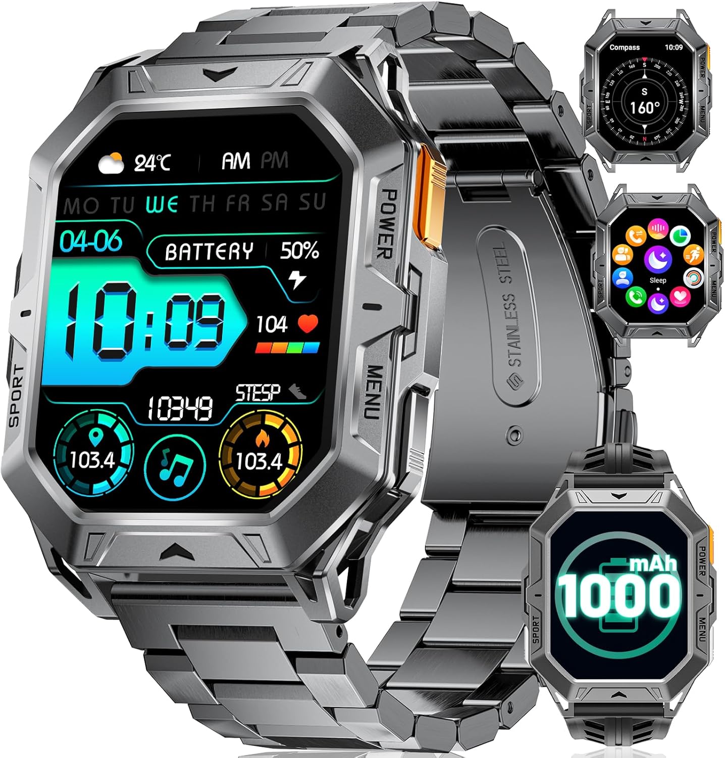 LIGE Military Smartwatch: 100-Day Battery, AMOLED, AI Voice