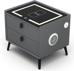 Smart Nightstand: Wireless Charger, LED Lights, Drawers