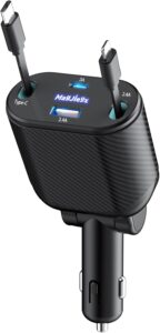 Magjieyx 62W 4-in-1 Retractable Car Charger