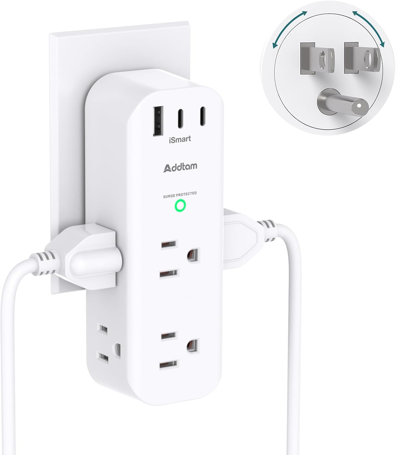Surge Protector with 6 Outlets, 3 USB Ports