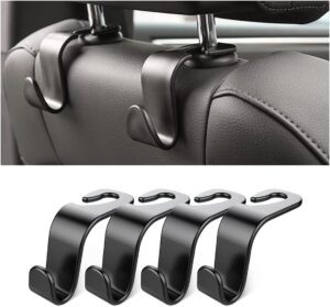 Car Back Seat Hanger Hooks, 4-Pack Black