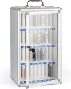 Locked Wall-Mount Phone Storage Cabinet (36 Slot)