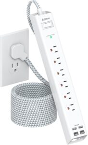 10ft 6-Outlet Surge Protector w/ 4 USB