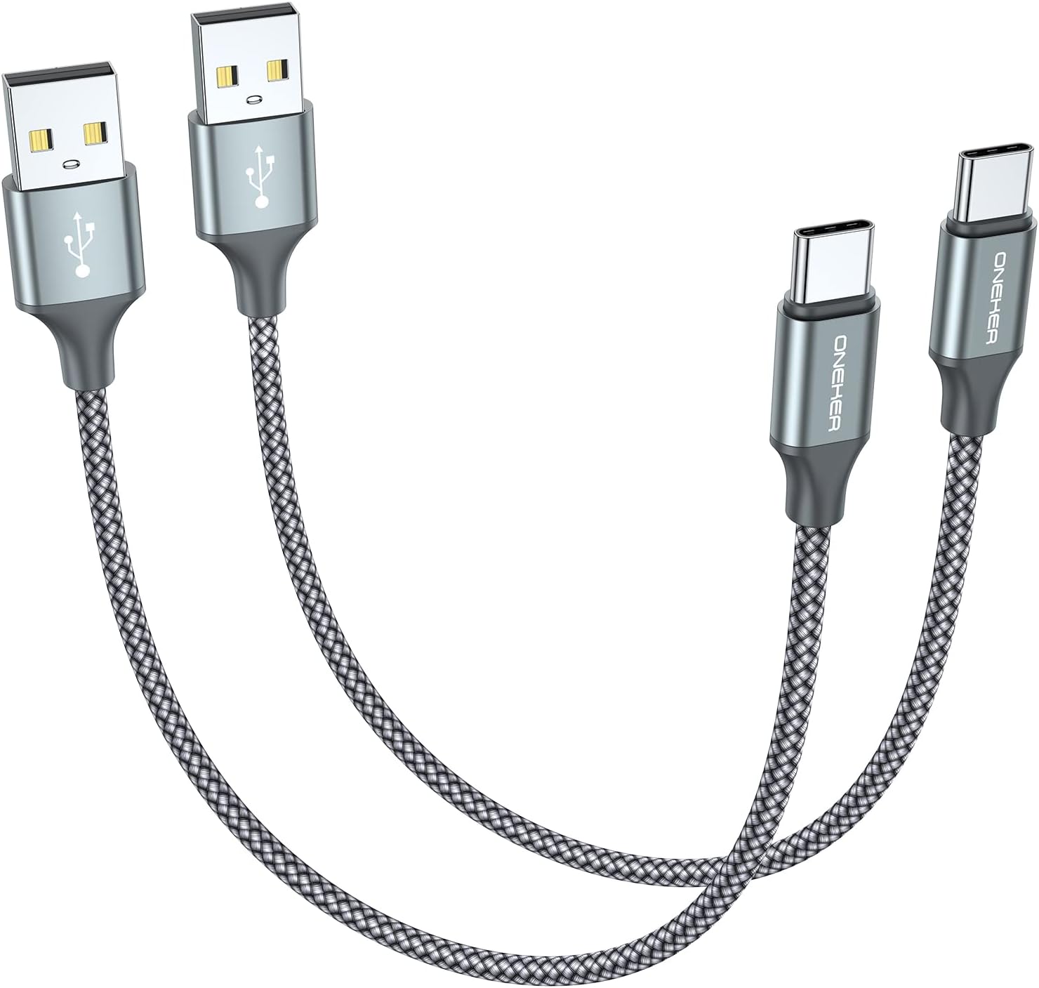 2-Pack 1ft USB-C Fast Charging Cable