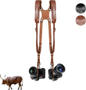 Leather Dual Camera Strap (Brown)