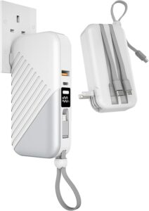 27W 10000mAh Power Bank w/ Built-in Cable & Plug