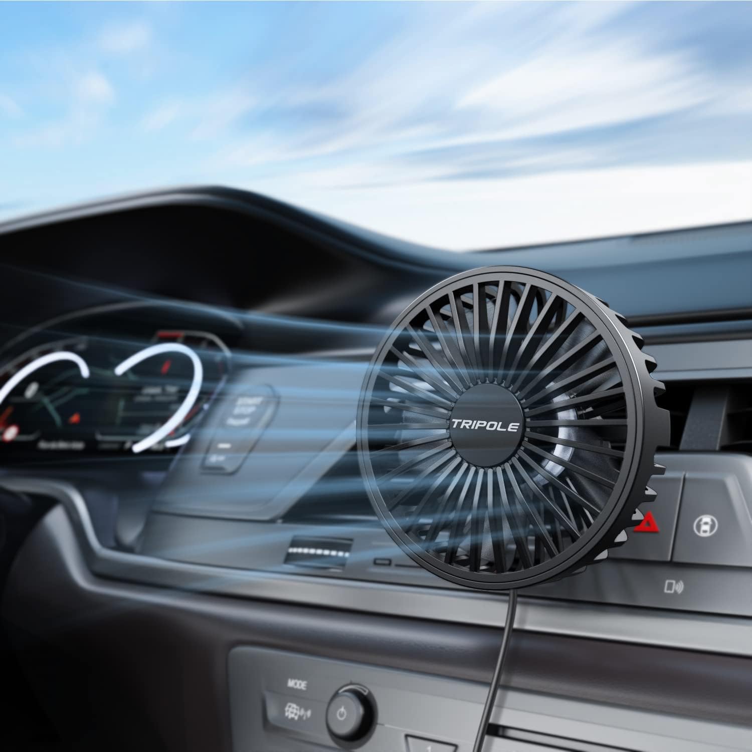 TriPole Car Vent Fan - 3 Speed