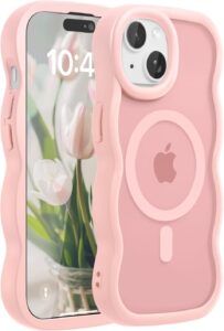 Magnetic Wavy Case for iPhone 15 Pink