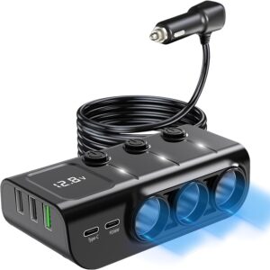 Car Charger with Voltmeter & USB Ports