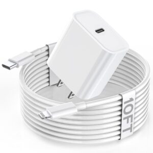 10FT Fast iPhone Charger USB C Wall Block & Lightning Cable