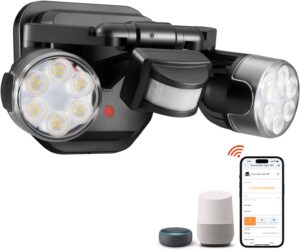 Smart WiFi Flood Lights, 12W 1600LM, 5000K, Black