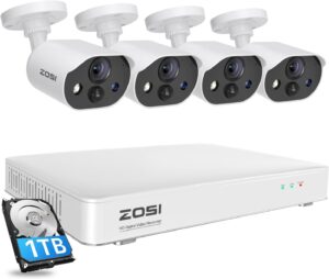 ZOSI 8CH 5MP Security System, 4 Cameras, 1TB HDD