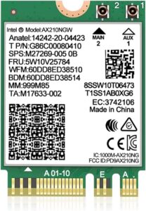 Intel AX210 WiFi 6E Card 5400Mbps BT 5.3