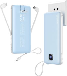 Slim 22.5W 10000mAh Power Bank w/ Cables & Plug