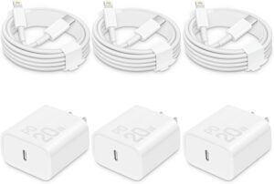 20W Fast Charger Block & Cord [3 Pack]