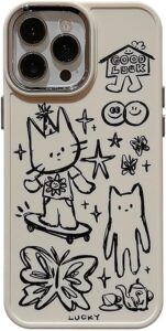 Cute Cat Butterfly Line iPhone 14 Case
