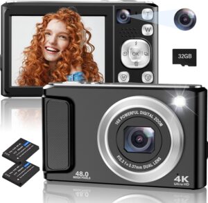 48MP Vlogging Camera, 16X Zoom, 32GB SD Card