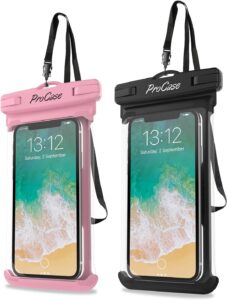 ProCase 2pk Waterproof Phone Pouch, Pink & Black