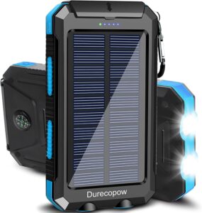 Solar Charger Power Bank 20000mAh Waterproof Blue