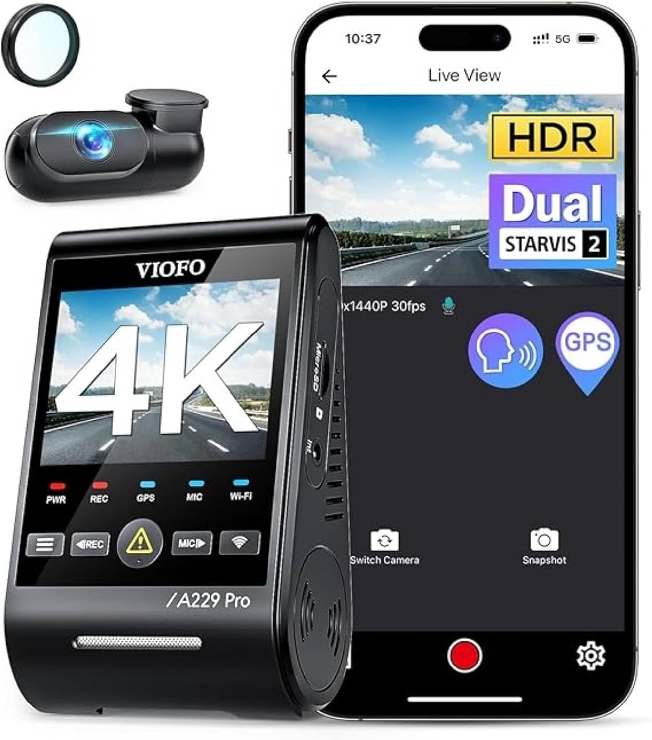 VIOFO A229 Pro 4K HDR Dash Cam, Dual STARVIS 2