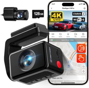 REDTIGER F4 Pro 4K Dash Cam Front & Rear, WiFi, 128GB