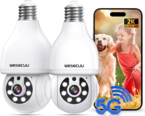 WESECUU 5G/2.4GHz 2K Light Bulb Camera (2-Pack)