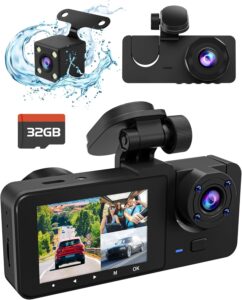 3CH 4K Dash Cam, 32GB Card, Dual Display