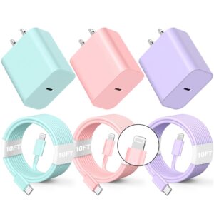 3Pack 10FT iPhone Fast Charger 20W PD Kit