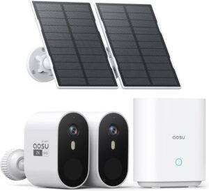 AOSU Solar 2K Security Cameras, 2-Cam Kit