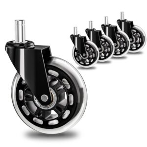 3" Clear Office Chair Wheels, 5-Pack