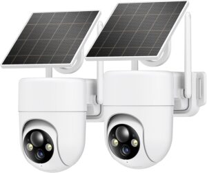 2K Solar Security Cameras, 2-Pack