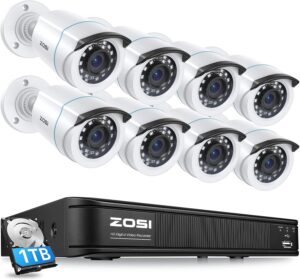 ZOSI 5MP H.265+ 8CH CCTV System w/ 8 Cameras