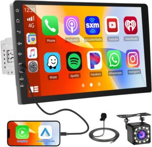 9" 1-DIN Car Stereo w/CarPlay & Android Auto