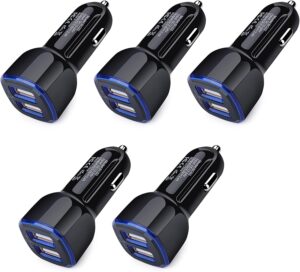 5-Pack 2.4A Car Charger USB Adapter
