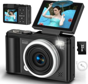 4K 64MP Vlogging Camera w/ 32GB Card