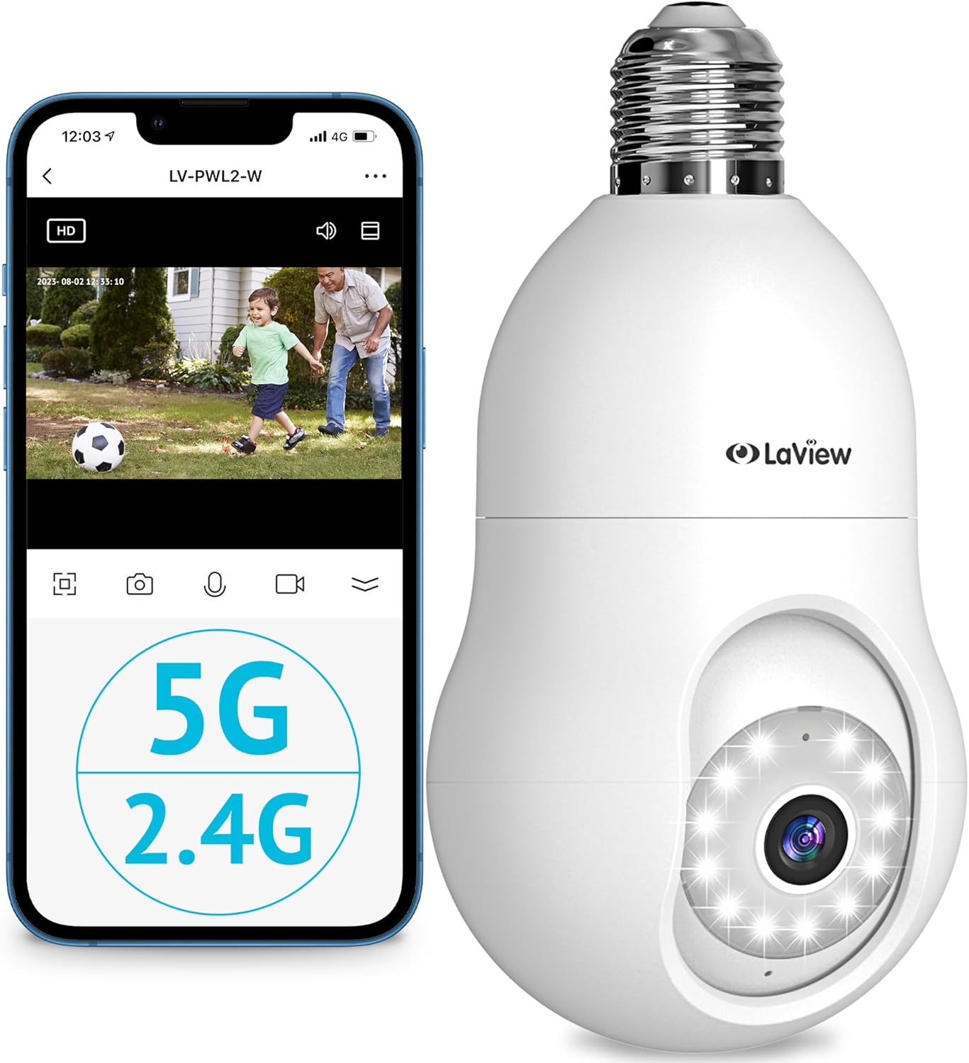 LaView 4MP Bulb Camera 5G/2.4G WiFi