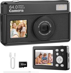 64MP FHD Compact Camera with 32G Card