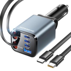 SUPERONE 6-Port Car Charger w/USB C