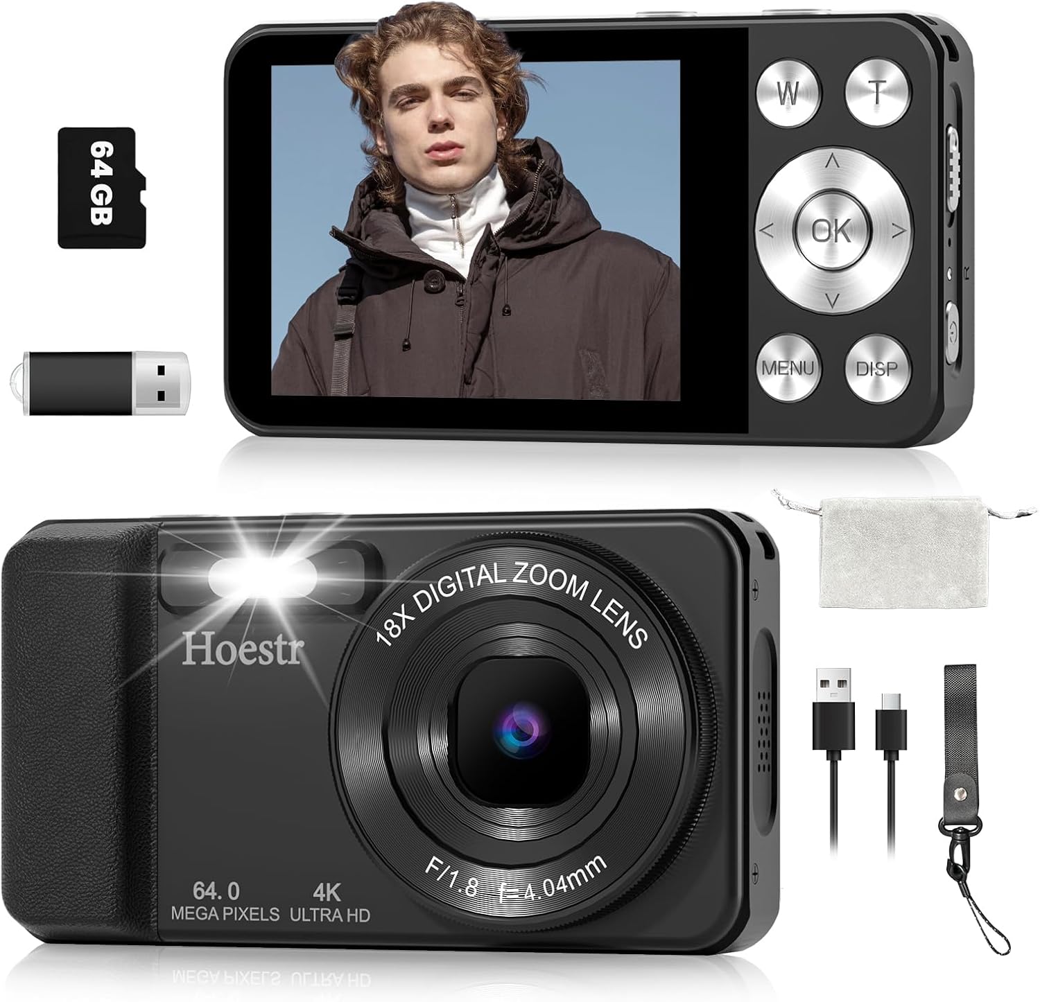 Hoestr 64MP 4K 18X Zoom Camera