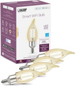 Feit Electric Smart WiFi Candle Bulb, Alexa, Google, E12, 4 Pack