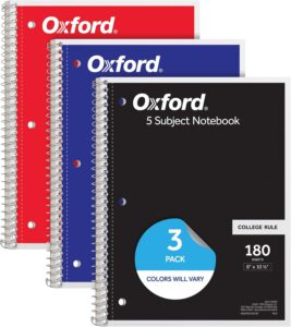 Oxford 3-Pack 5-Subject Notebooks