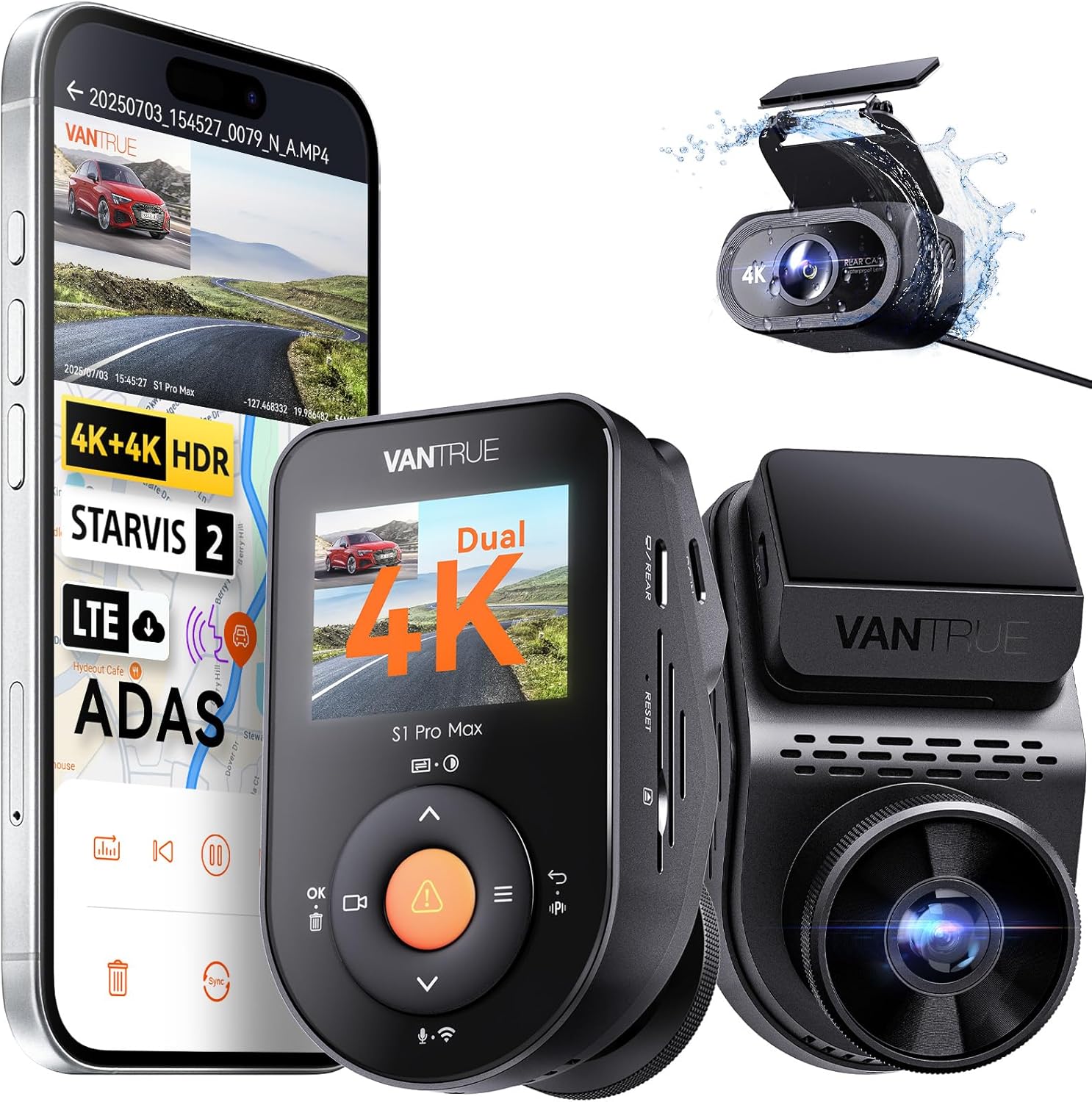 Vantrue S1 Pro Max 4K+4K Dash Cam