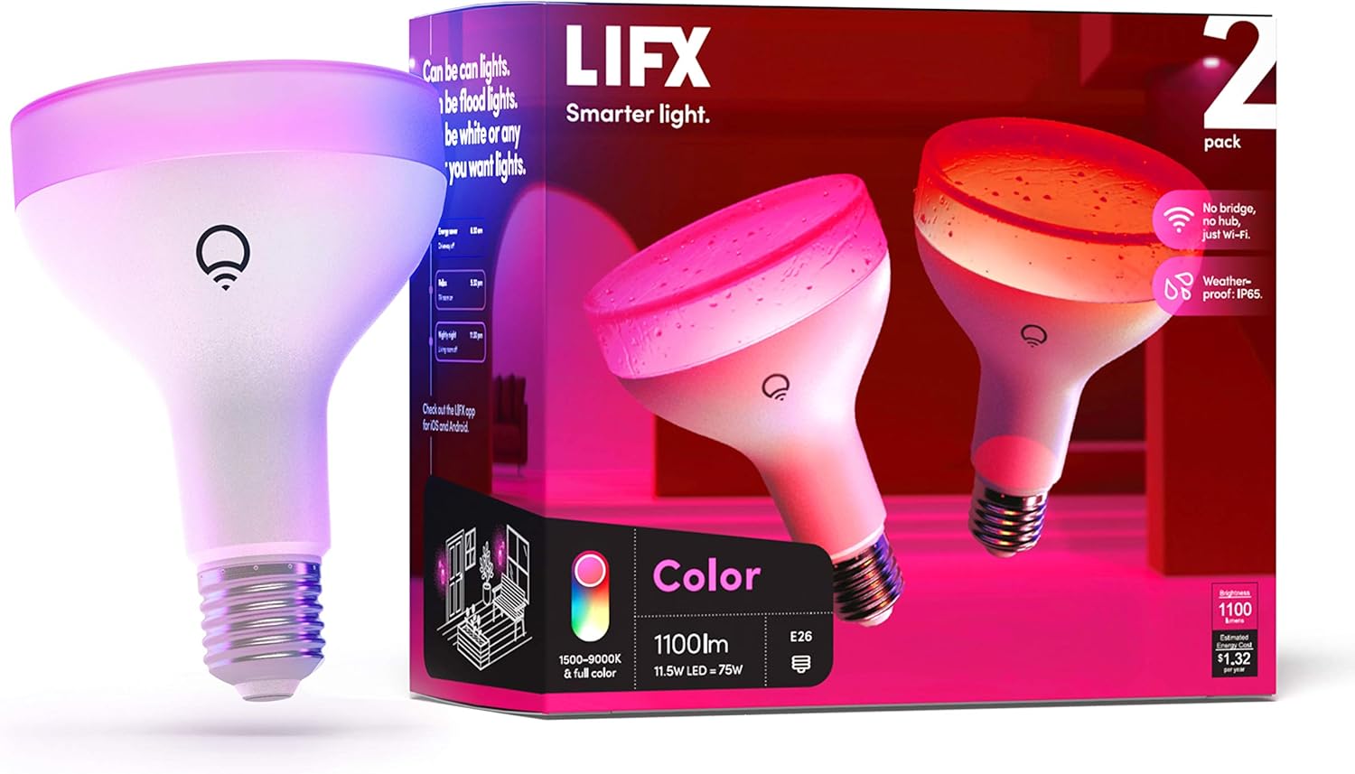 LIFX Color BR30 Smart Bulb 2-Pack