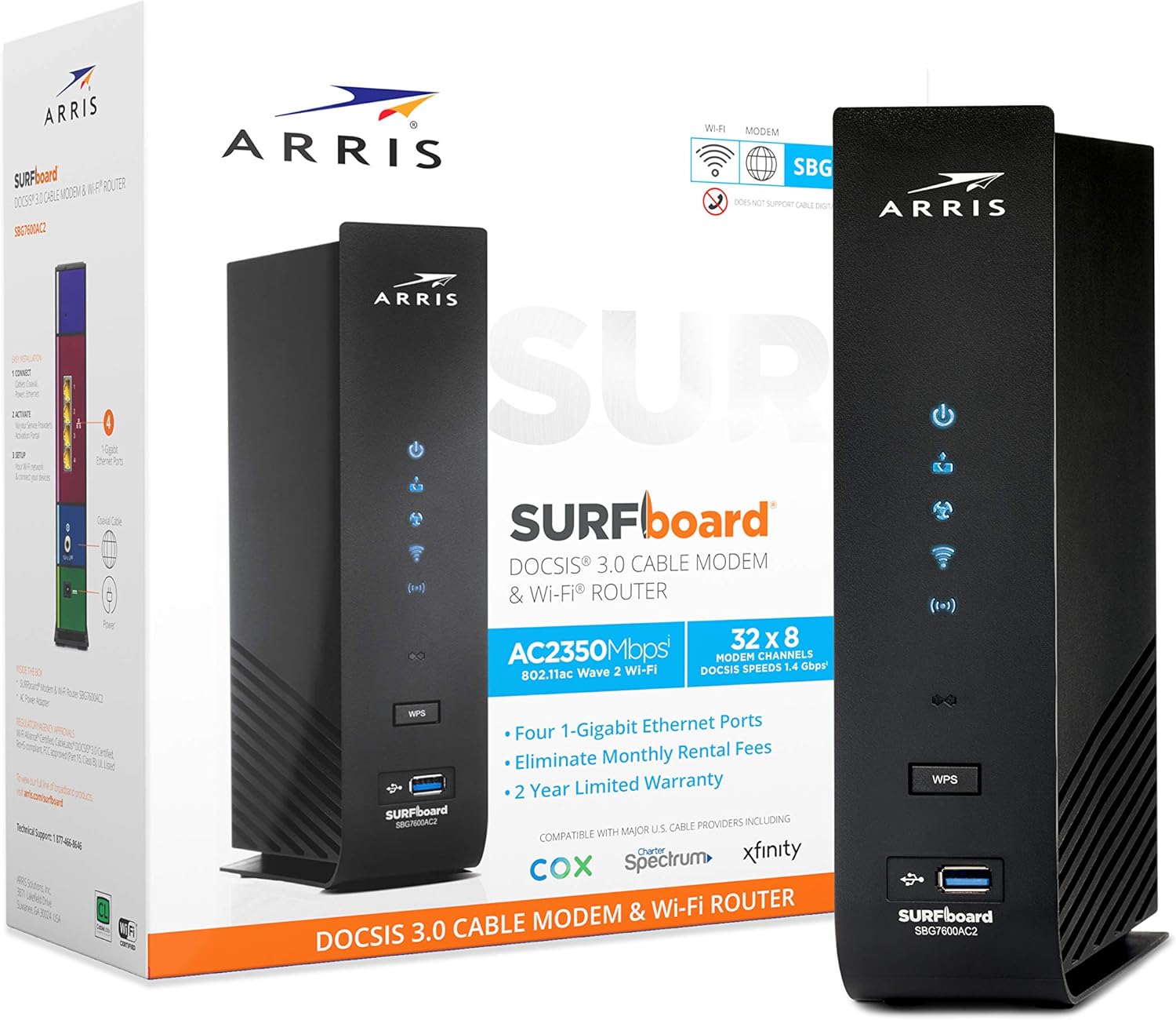 ARRIS SBG7600AC2 DOCSIS 3.0 Modem Router Combo