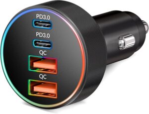 90W 4-Port Car Charger USB-C & A