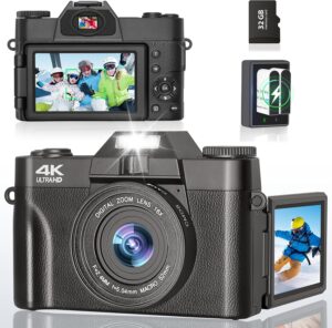 56MP 4K Point & Shoot Camera w/ Flip Screen