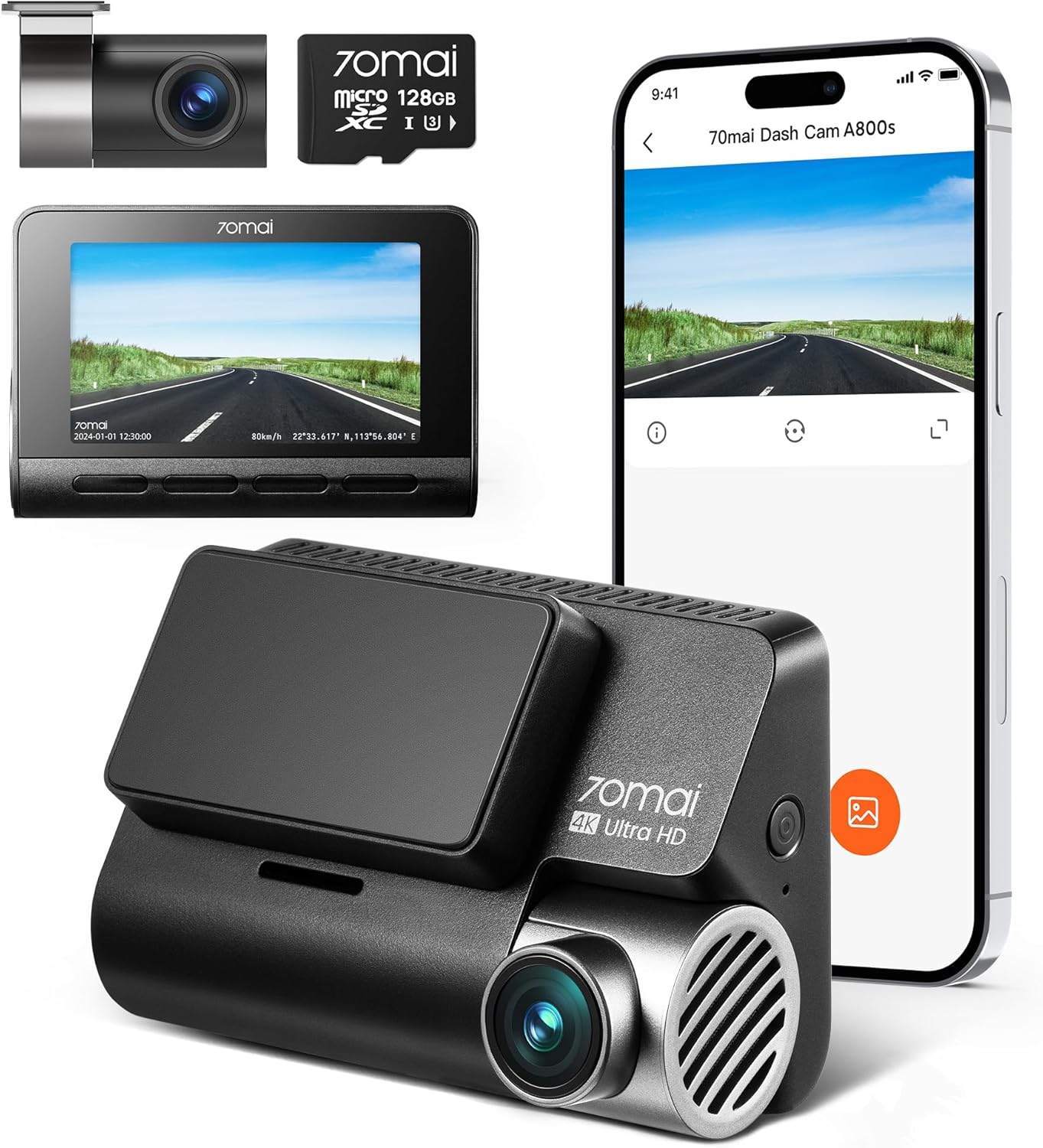 70mai A800S 4K Dash Cam Front & Rear