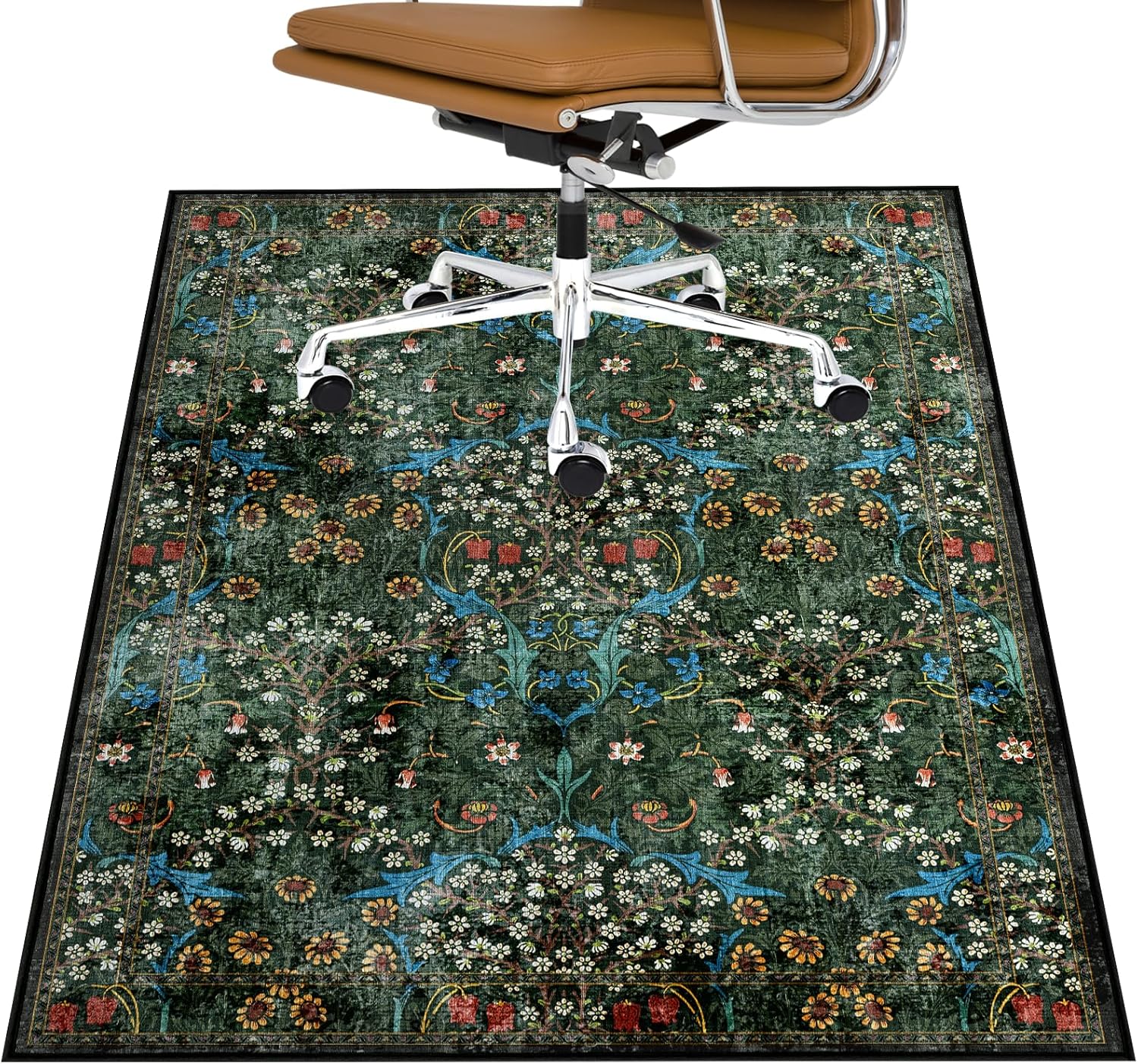 Green Vintage Flower Chair Mat 48x60