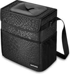 Black Leopard Car Trash Can
